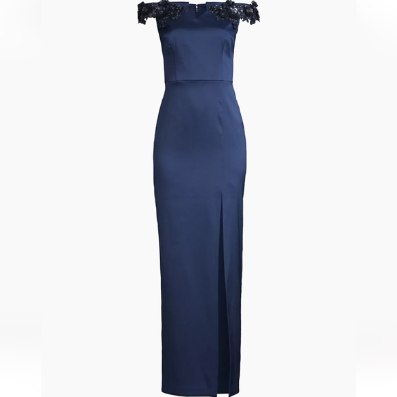 Aidan Mattox- Beaded Off-The-Shoulder Column Gown - Picture 7 of 12